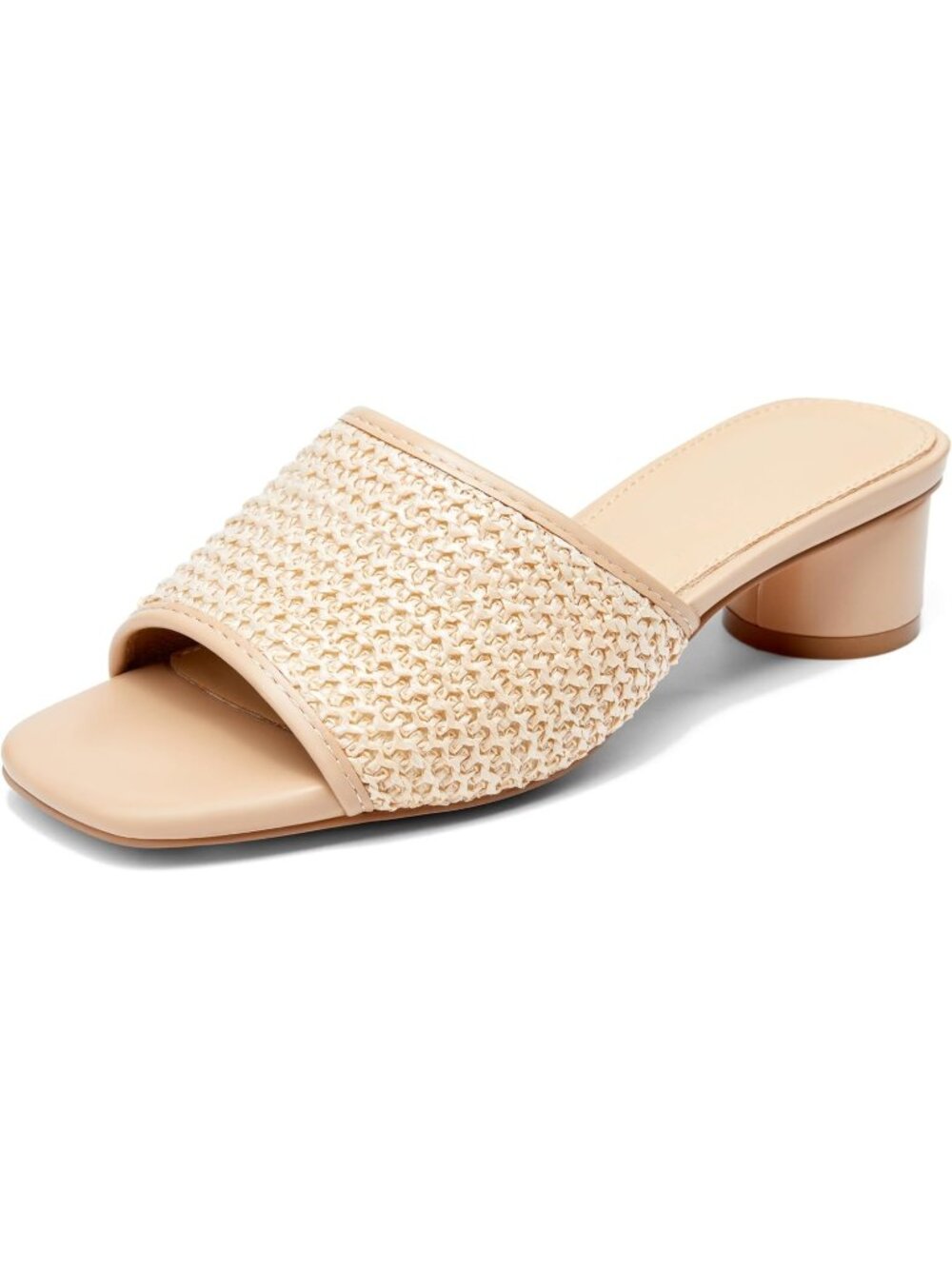 Women's Apricot Comfortable Suitable Square Open Toe Chunky Heel Slide Sandals